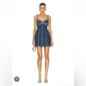 Self Portrait Diamante Bust Denim Mini Dress
